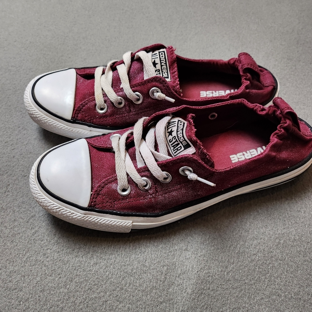 Burgundy Converse Slip On Sneakers
